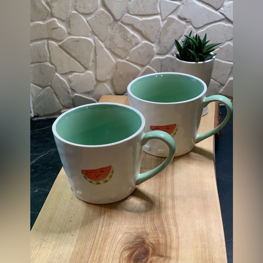 BLUEBIRD AND WILLOW | Set of 2 | Smiling Watermelon Mugs